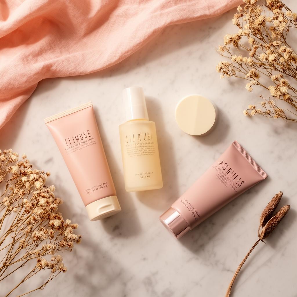 A curated flatlay of everyday beauty essentials representing simple, intentional self-care